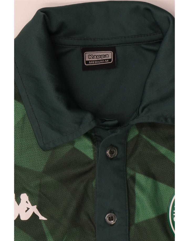 Kappa Mens Graphic Polo Shirt Medium Green Colourblock Polyester