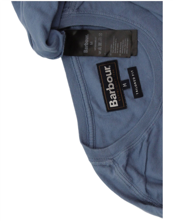 BARBOUR Mens Tailored Fit T-Shirt Top Medium Blue Cotton