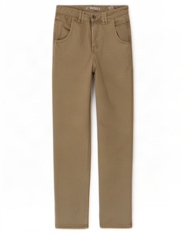 Zara koniske jeans til kvinder EU 34 2XS W24 L30 Khaki Bomuld