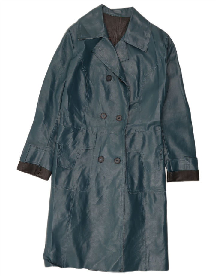Vintage Γυναικείο Δερμάτινο Παλτό IT 40 Small Blue Colourblock