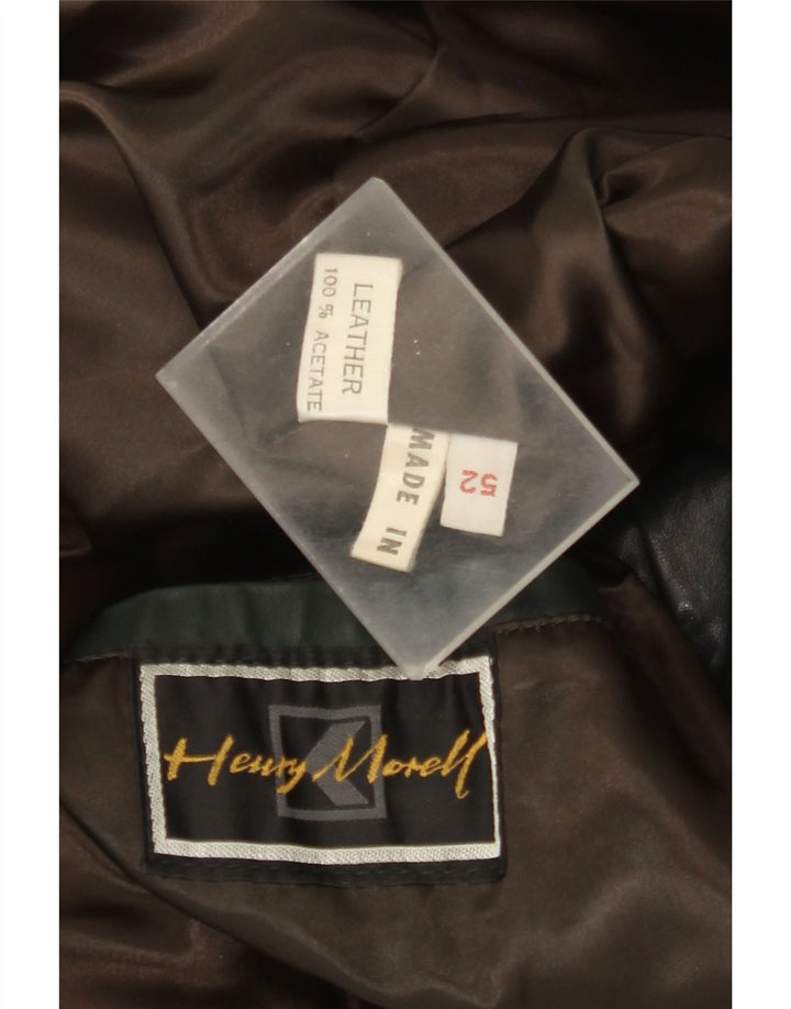 Henry Morell Herren-Lederjacke mit 3/4-Ärmeln, IT 52 XL, schwarzes Leder