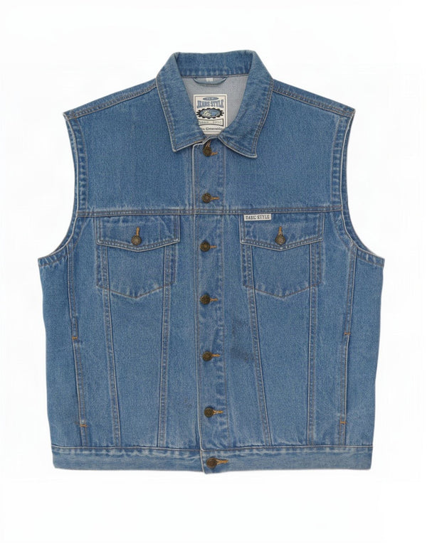 Marcel Clair Gilet en jean pour homme UK 40 Large Bleu Coton