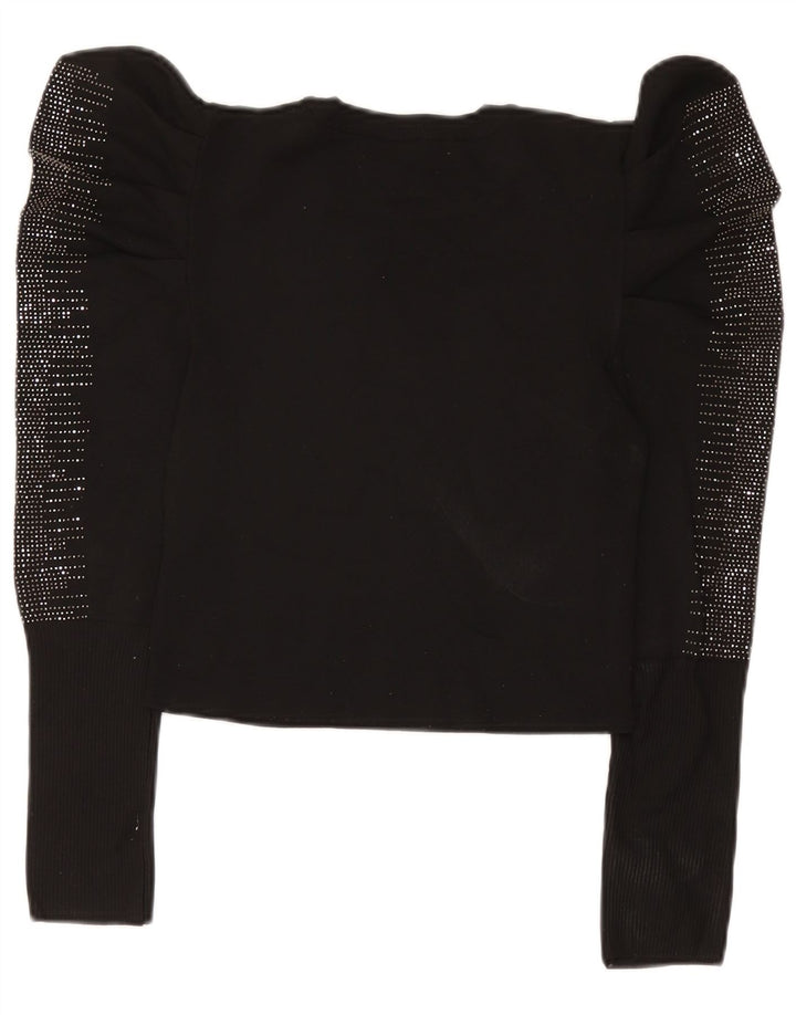 Zara Dame Langærmet Bluse Top UK 12 Medium Black