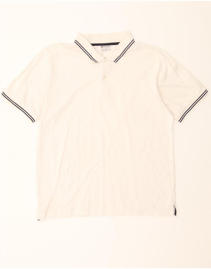 CHAMPION Mens Polo Shirt Medium White Vintage Champion and Second-Hand Champion from Messina Hembry 