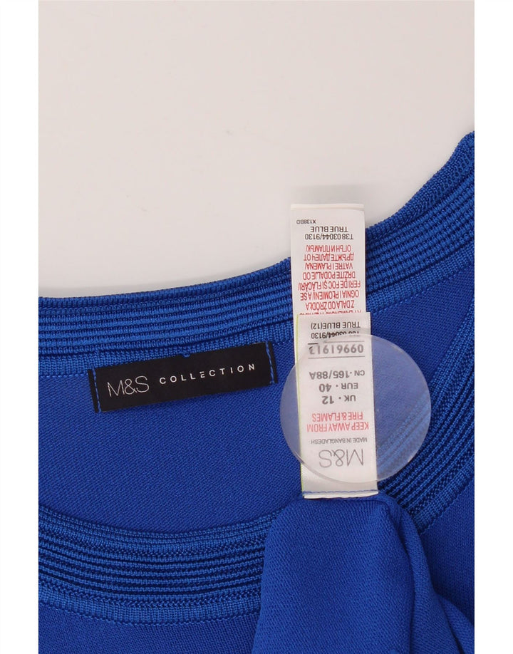Marks & Spencer Womens Blouse Top UK 12 Medium Blue Geometric Viscose