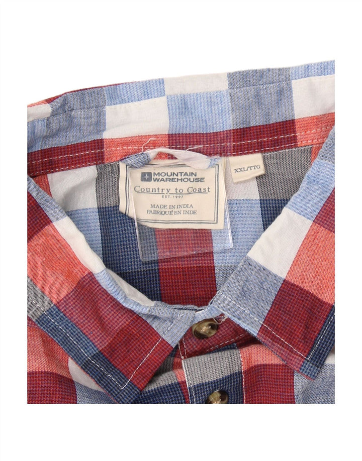 MOUNTAIN WAREHOUSE Mens Short Sleeve Shirt 2XL Multicoloured Check Cotton