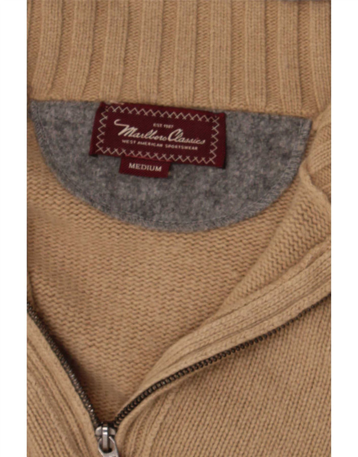 Marlboro Classics Mens Zip Neck Jumper Sweater Medium Beige