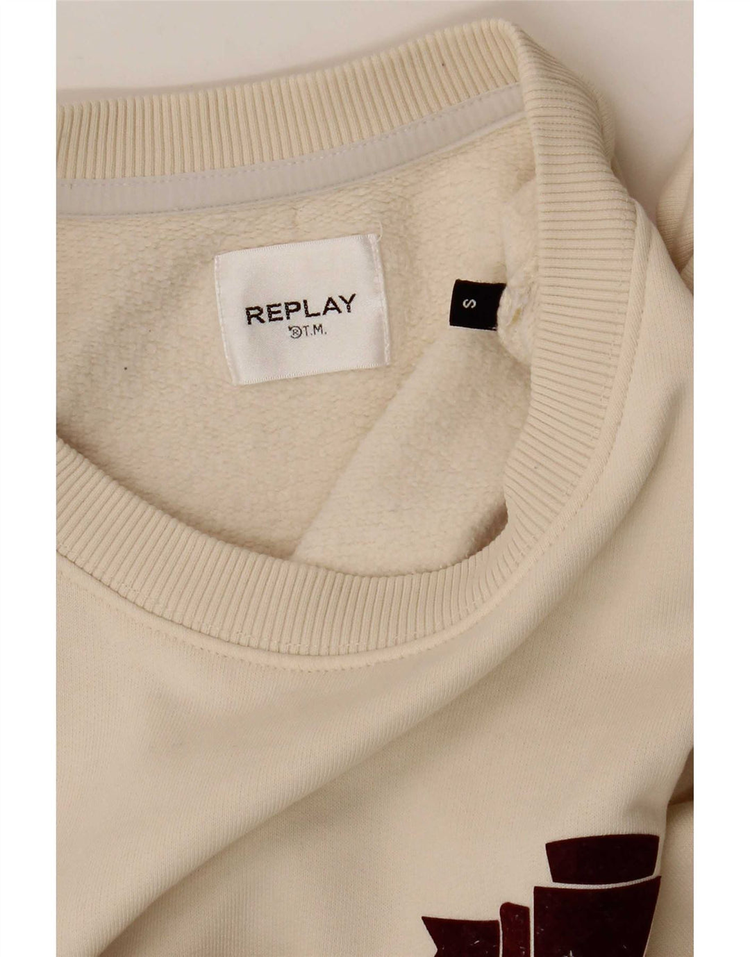 Replay Womens Oversized Sweatshirt Jumper UK 10 Small Beige