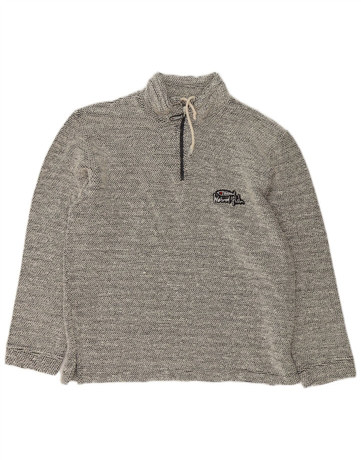 Weird Fish Mens Zip Neck Sweatshirt Jumper Small Grey Cotton