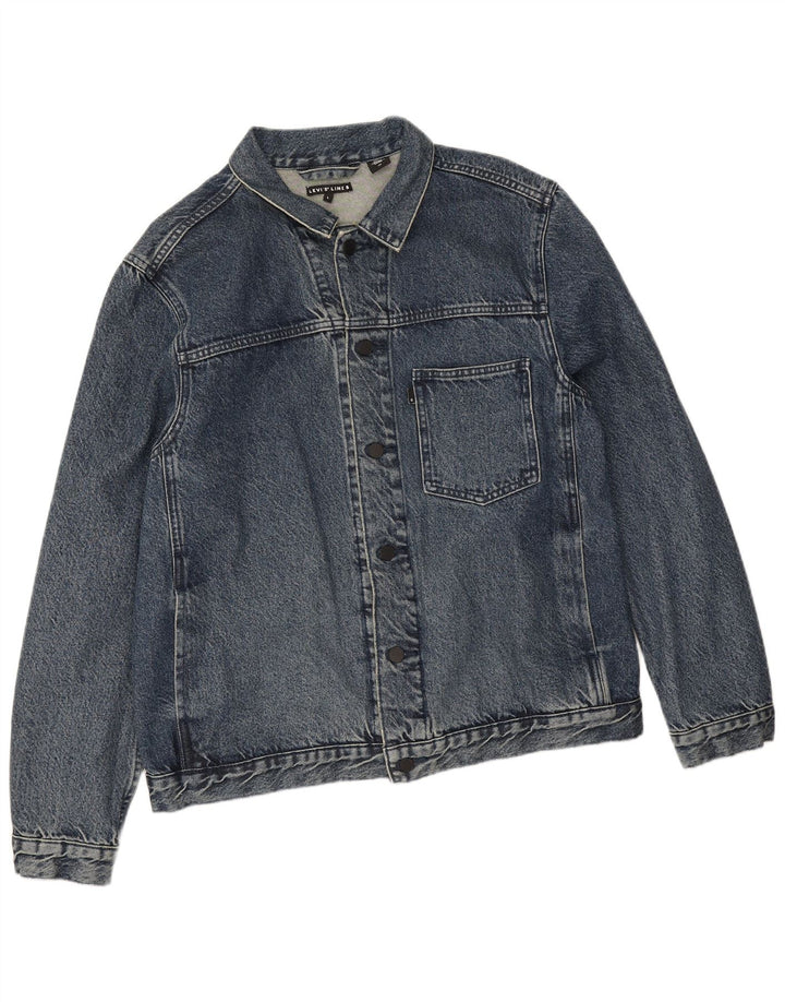 Levi's Mens Denim Jacket UK 40 Large Navy Blue Cotton