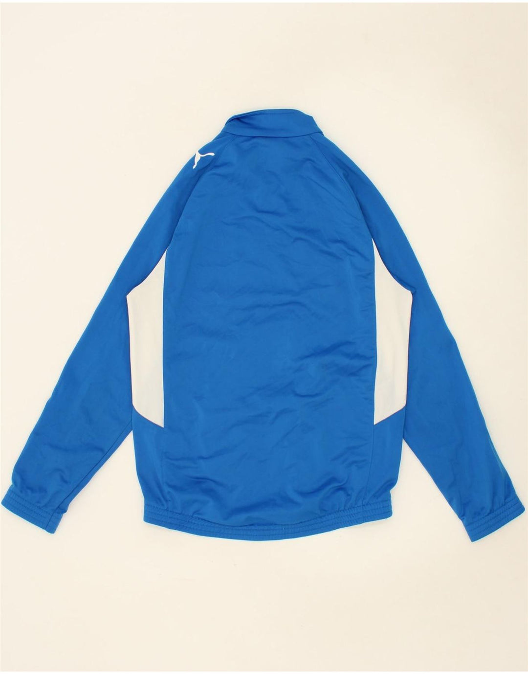 PUMA Boys Tracksuit Top Jacket 13-14 Years XL Blue Colourblock Polyester Vintage Puma and Second-Hand Puma from Messina Hembry 
