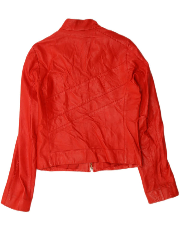 Vintage Damen Leder Racer Jacke IT 44 Mittelrotes Leder