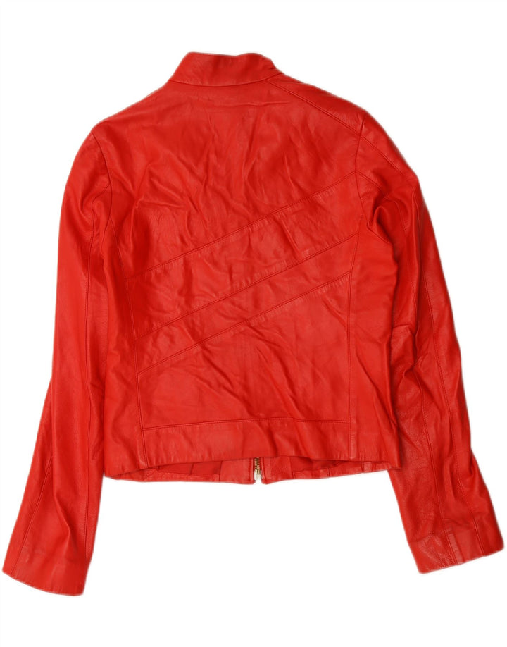 Vintage Womens Leather Racer Jacket IT 44 Medium Red Leather