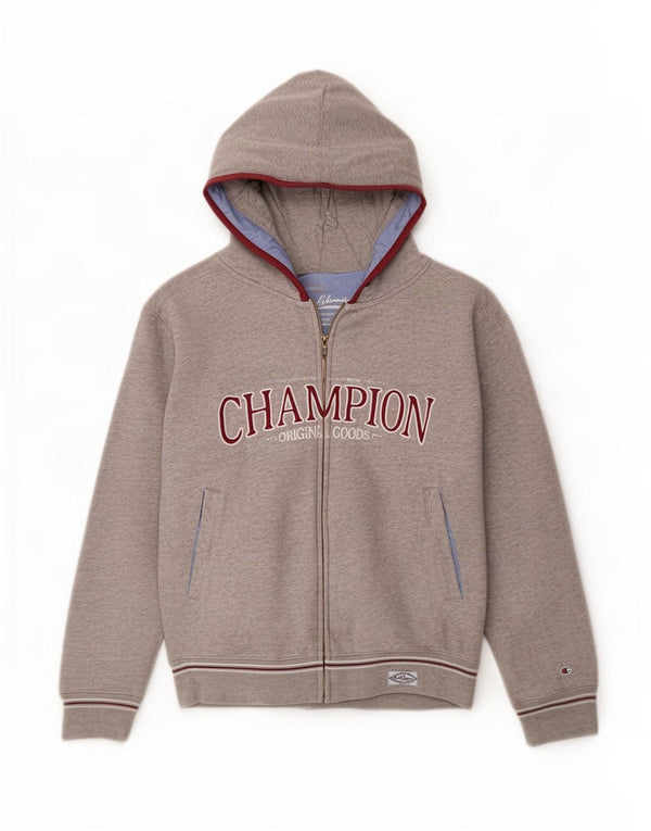 Champion Kapuzenpullover mit grafischem Reißverschluss für Jungen, 7–8 Jahre, Größe S, Grau meliert
