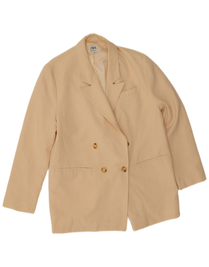 Zara Womens Loose Fit Double Breasted Blazer Jacket UK 14 Medium Beige