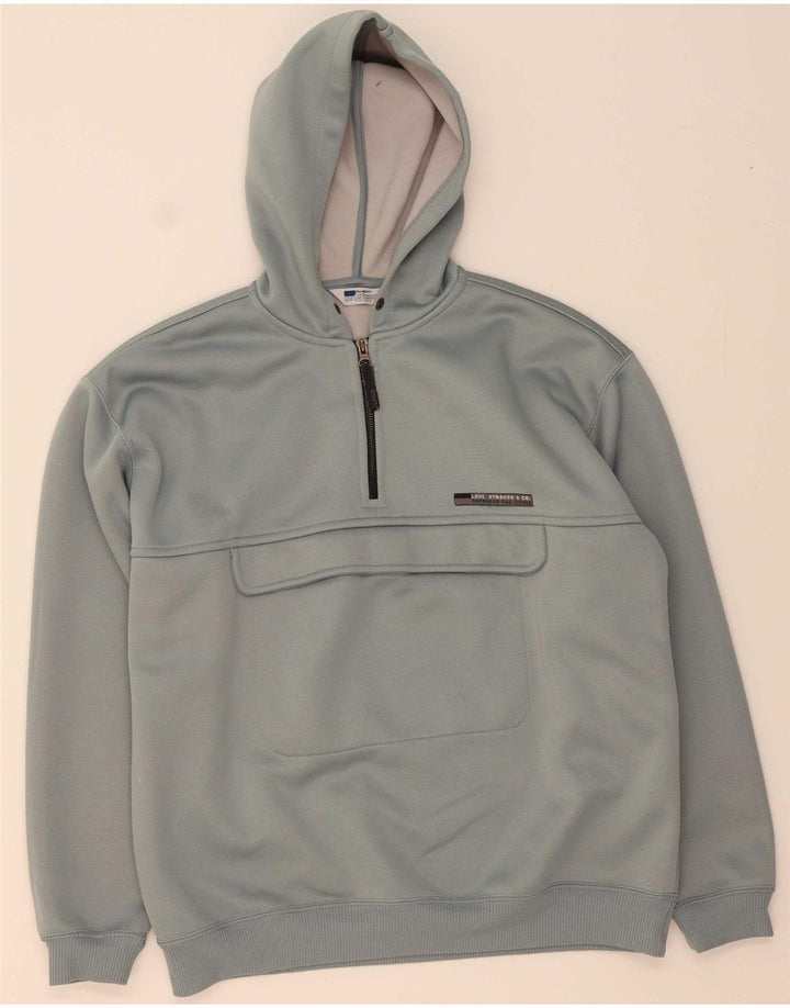 LEVI'S Mens Zip Neck Hoodie Jumper Medium Grey Polyester