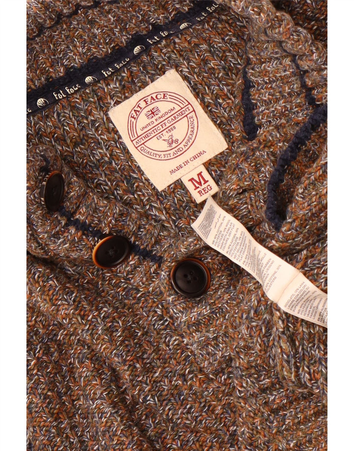 Fat Face Mens Button Neck Jumper Sweater Medium Brown Flecked Cotton