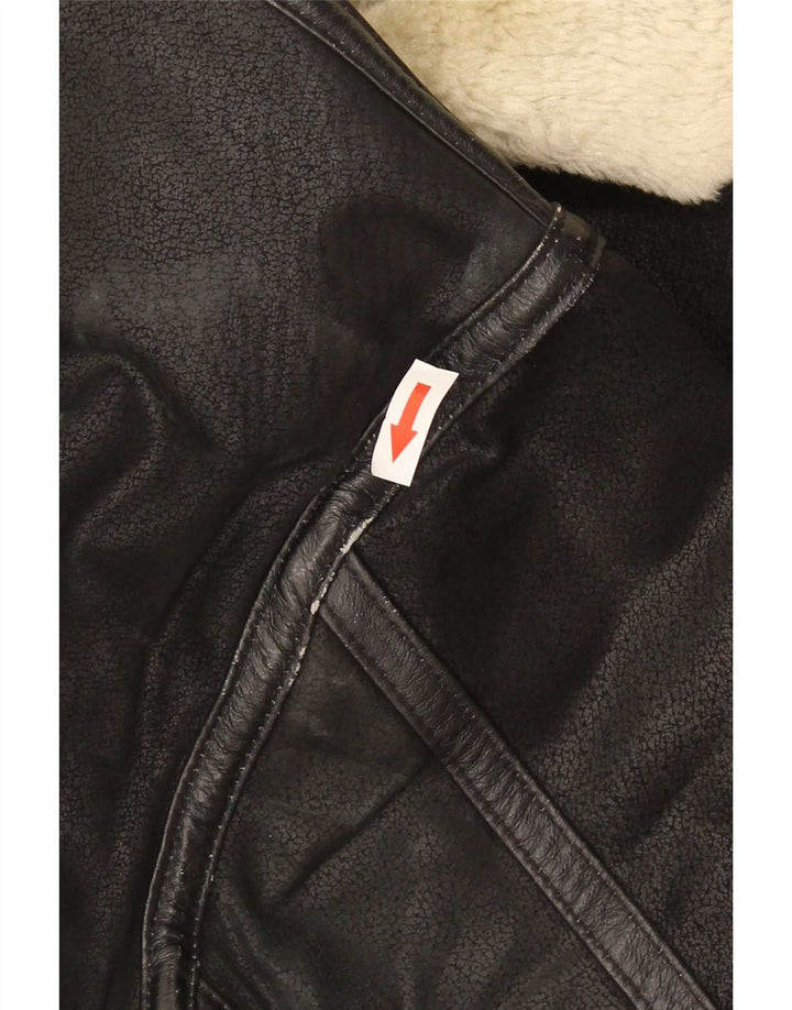 Conbipel Mens Shearling Jacket UK 42 XL crna koža