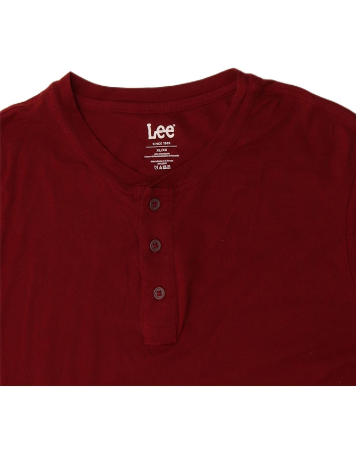 LEE Mens T-Shirt Top XL Burgundy Cotton Vintage Lee and Second-Hand Lee from Messina Hembry 