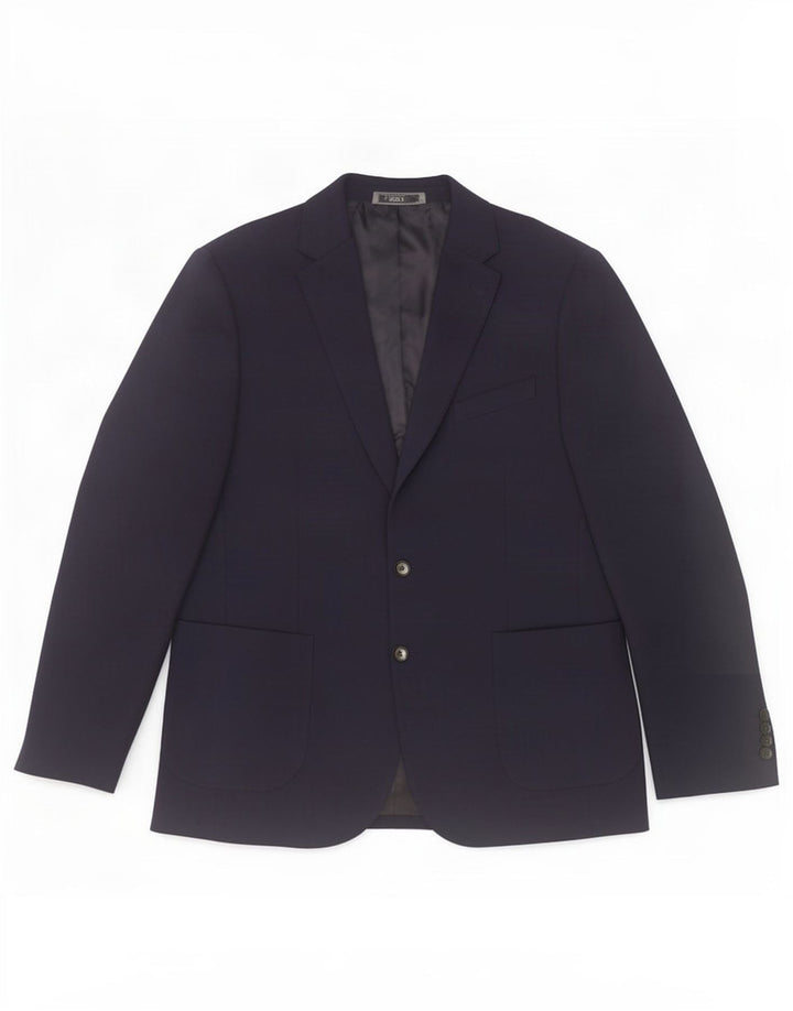 Jaqueta blazer masculina de 2 botões Marks & Spencer Reino Unido 42 grande azul marinho poliamida
