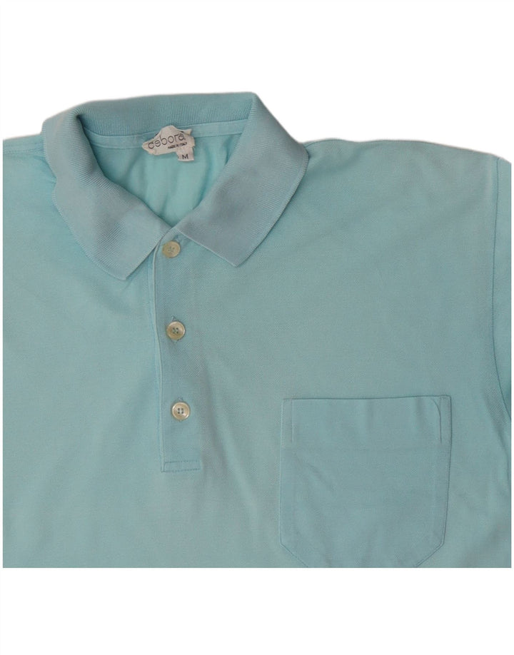 VINTAGE Polo Homme Bleu Moyen Coton