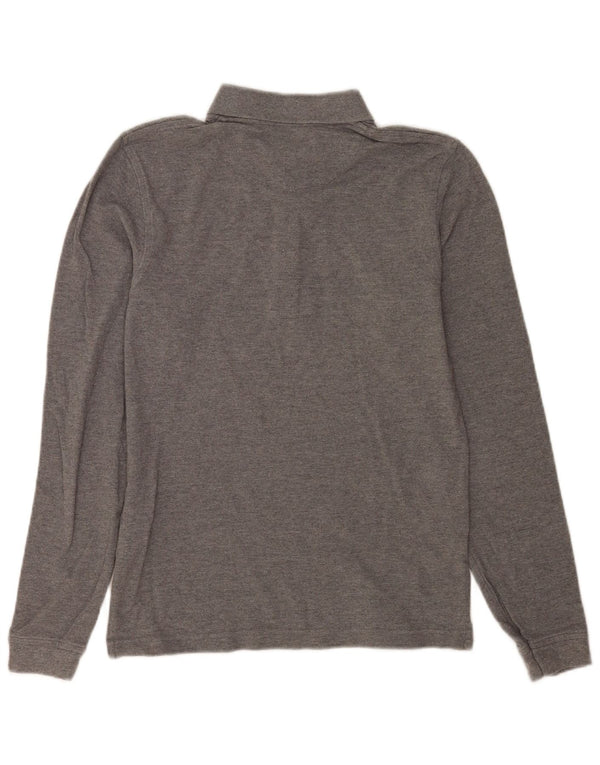 Lyle & Scott Mens Long Sleeve Polo Shirt Small Grey Cotton