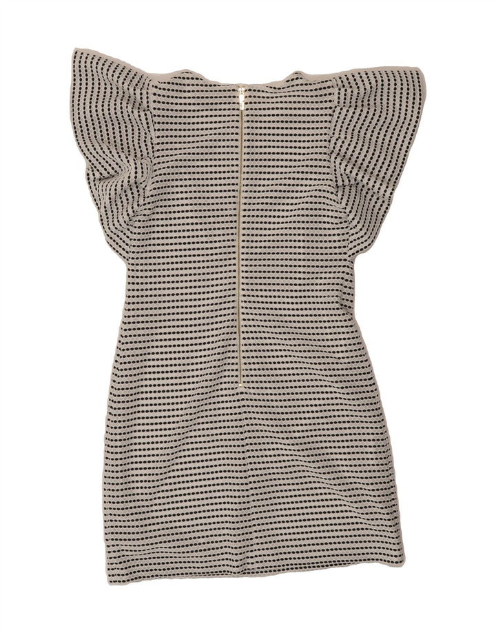CALVIN KLEIN Womens Sheath Dress UK 8 Small White Spotted Polyester Vintage Calvin Klein and Second-Hand Calvin Klein from Messina Hembry 