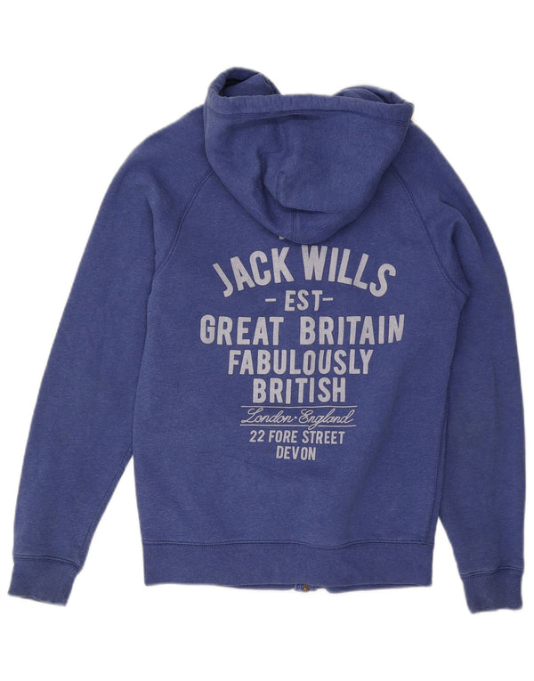 Jack Wills Herre grafisk hættetrøje med lynlås XS Blå bomuld