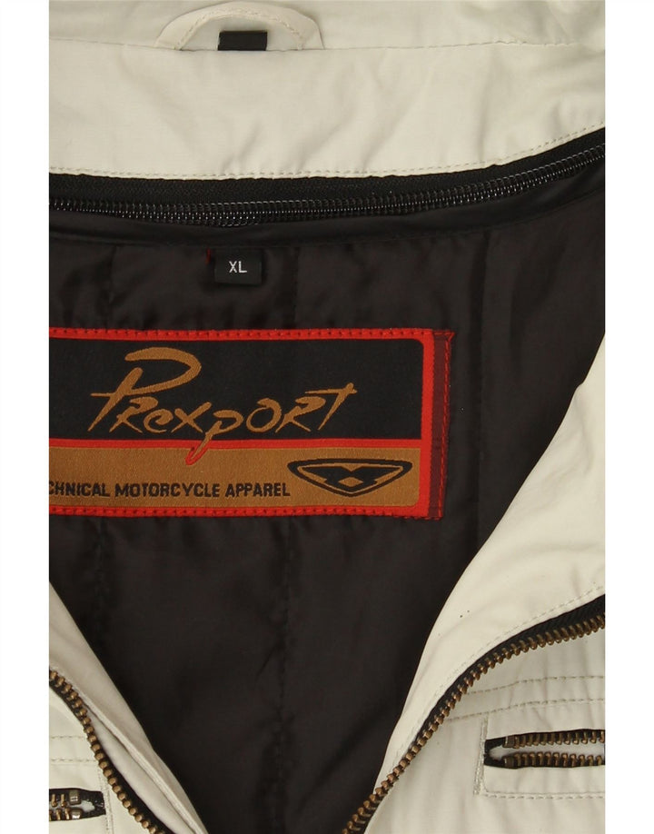 PREXPORT Mens Racer Jacket UK 42 XL White Colourblock Polyester Vintage Prexport and Second-Hand Prexport from Messina Hembry 