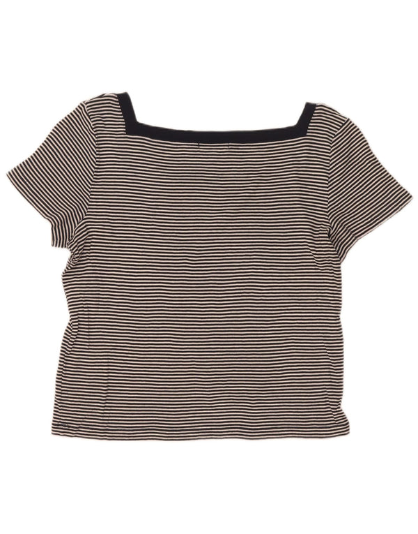 Chaps Damen T-Shirt Top UK 18 XL Schwarz Nadelstreifen Baumwolle