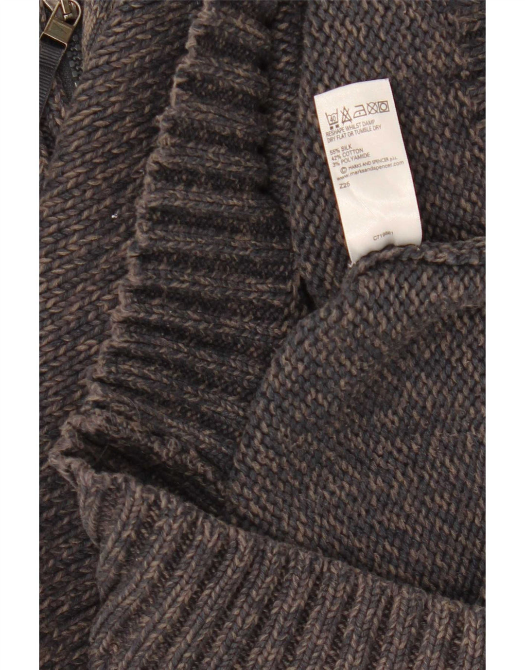 Marks & Spencer Mens Zip Neck Jumper Sweater Small Navy Blue Flecked Silk