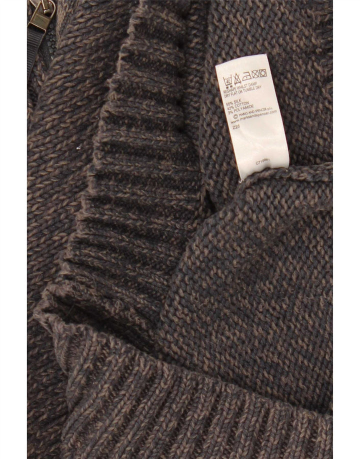 Marks & Spencer Mens Zip Neck Jumper Sweater Small Navy Blue Flecked Silk