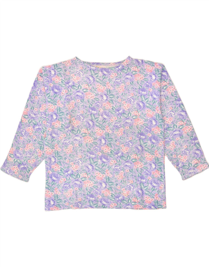VINTAGE Womens Top Long Sleeve UK 18 XL Purple Floral | Vintage Vintage | Thrift | Second-Hand Vintage | Used Clothing | Messina Hembry 