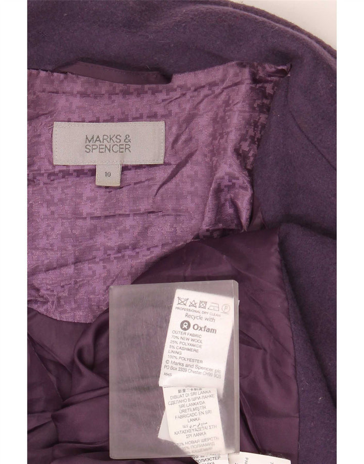 Marks & Spencer Dame Oversized Overfrakke UK 10 Small Purple New Wool