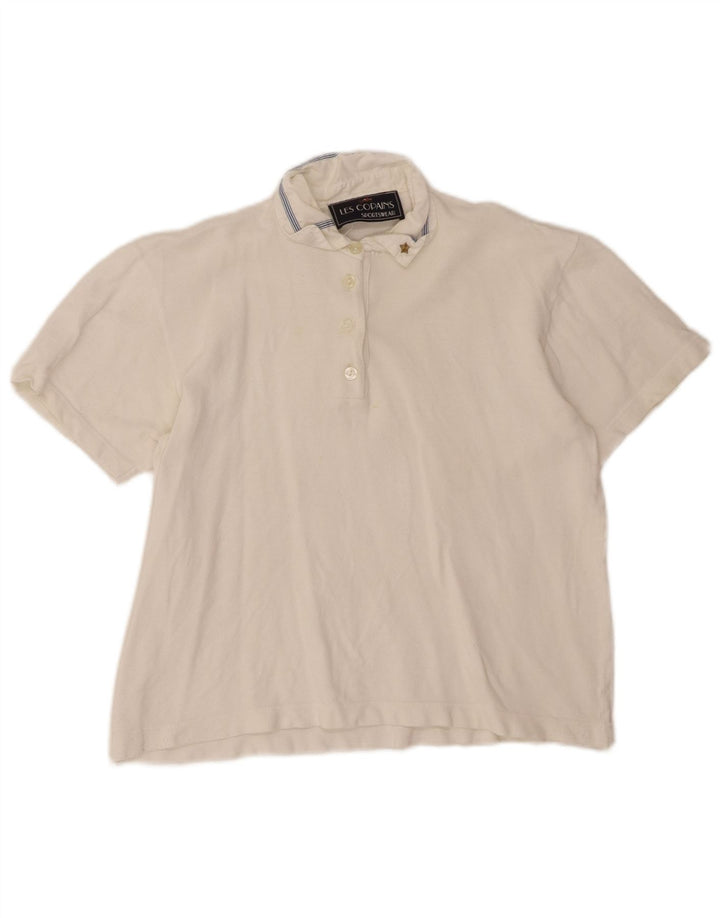 LES COPAINS Womens Polo Shirt UK 12 Medium White