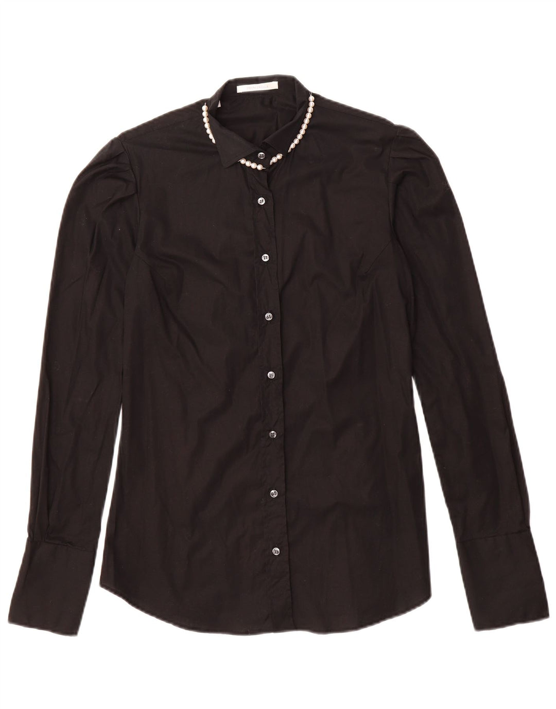 VINTAGE Womens Shirt IT 46 Large Black Cotton