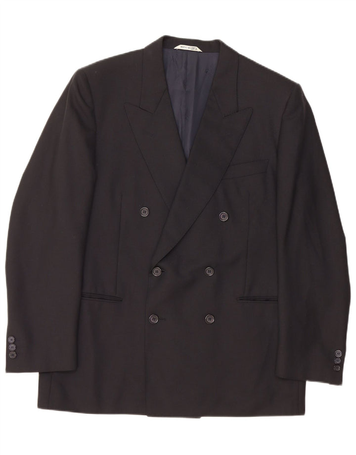 LANVIN Mens Double Breasted Blazer Jacket EU 50 Large Black New Wool