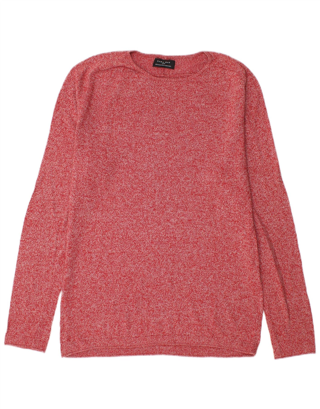 Zara Mens Crew Neck Jumper Sweater Medium Red Flecked