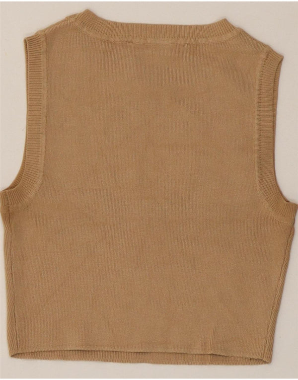 Zara Damen Crop Vest Top UK 10 Small Beige