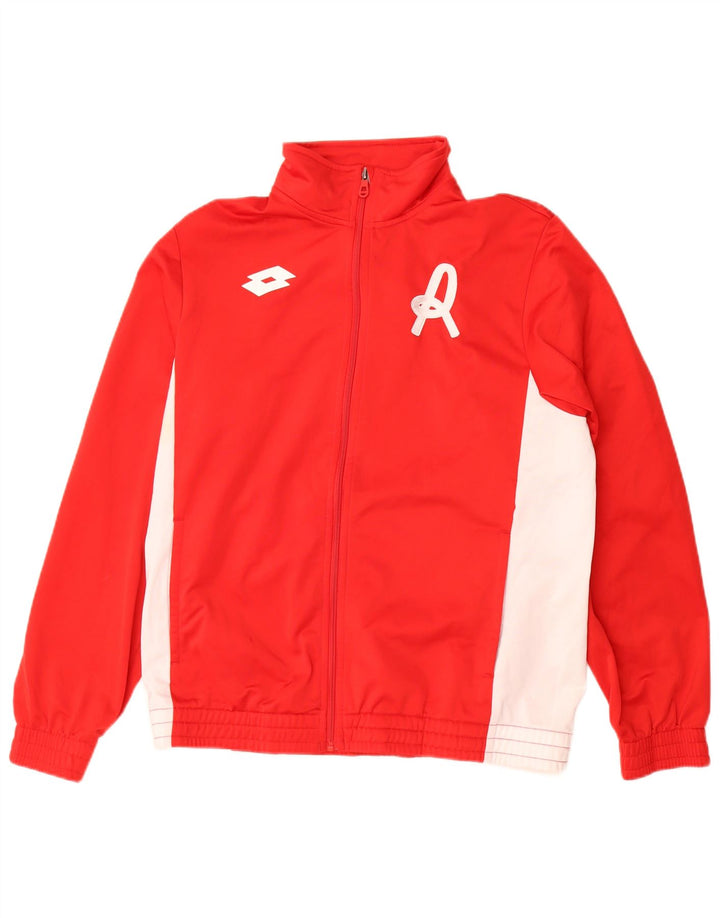 Lotto Mens Graphic Tracksuit Top Jacket Medium Red Colourblock Polyester