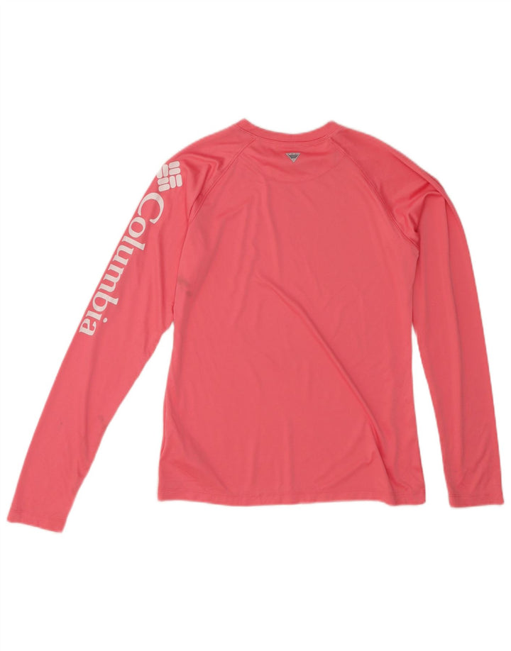 COLUMBIA Mens Omni-Shade Graphic Top Long Sleeve Small Pink Polyester