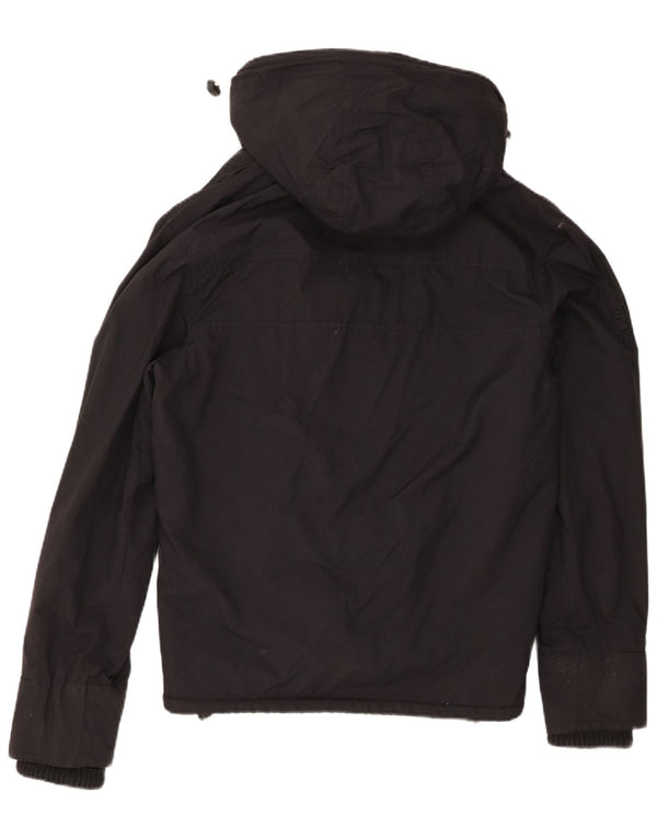 Superdry Herren Windcheater Kapuzen-Windbreakerjacke UK 40 Large Schwarz Nylon