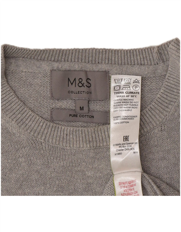 Marks & Spencer Mens Crew Neck Jumper Sweater Medium Grey Cotton