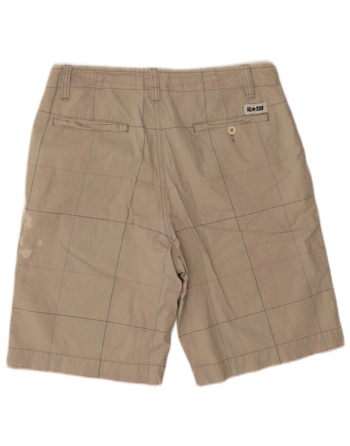 Converse Herren-Chinoshorts, Größe S, Größe 28, beige karierte Baumwolle