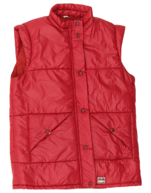 Vintage Damen Wattierte Weste IT 46 Großes rotes Polyamid