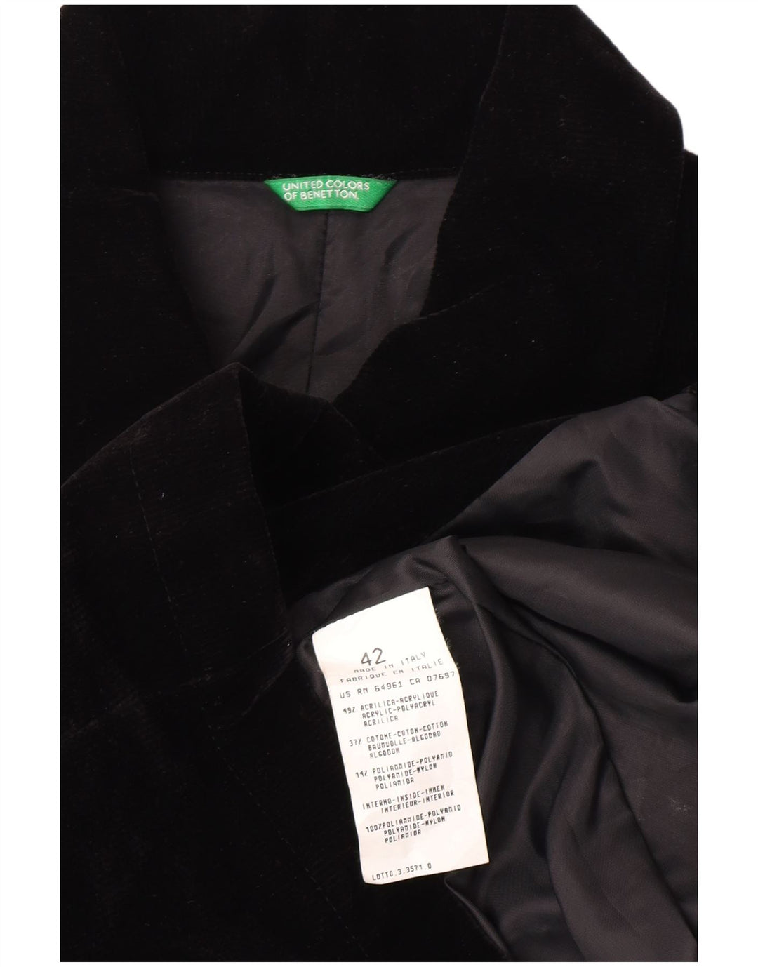 Benetton Damen Cordjacke IT 42 Mittelschwarzes Acryl