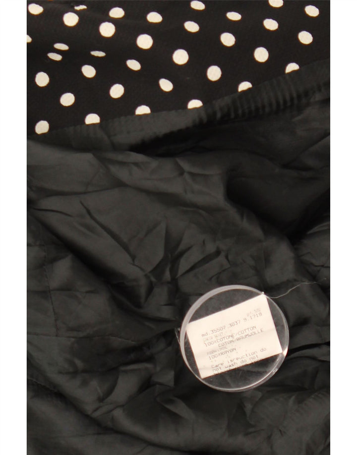 VINTAGE Womens Short Sleeve Blazer Jacket UK 12 Medium Black Polka Dot