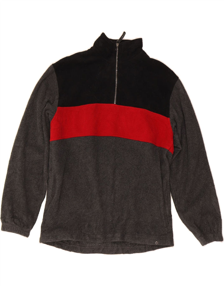 IZOD Mens Zip Neck Fleece Jumper Medium Grey Colourblock Polyester Vintage Izod and Second-Hand Izod from Messina Hembry 