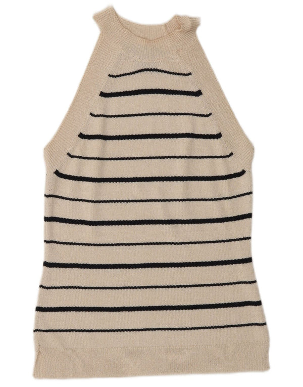 Massimo Dutti Dame Vest Tank Top UK 6 XS Off White Stribet