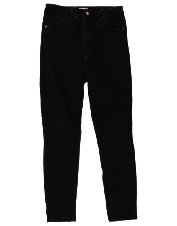 Zara Damen Crop Skinny Jeans EU 42 Large W32 L26 Schwarze Baumwolle